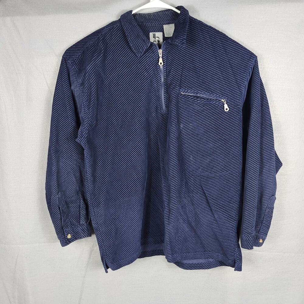 Bon Homme Men's Blue Long Sleeve Quarter Zip Jacket 100% Cotton